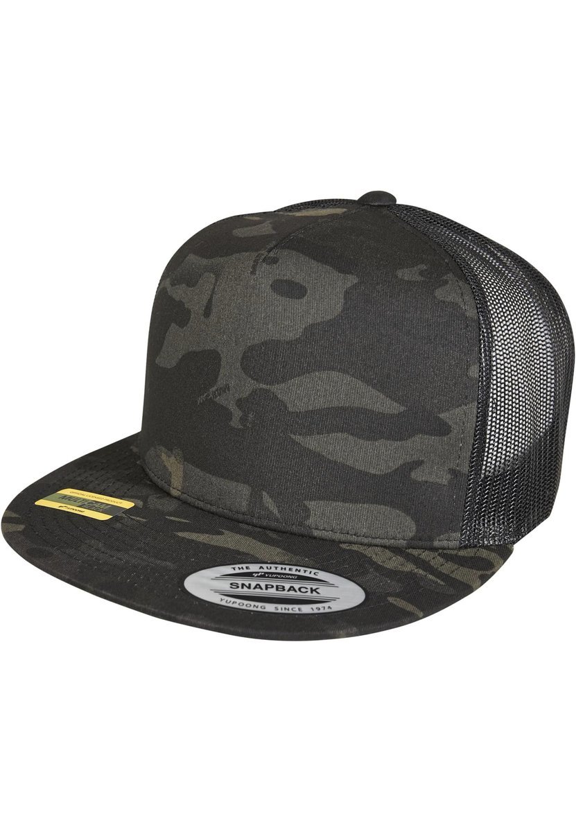 FLEXFIT Multicam Trucker Cap with Mesh Back, Black One Size, FX6006MC