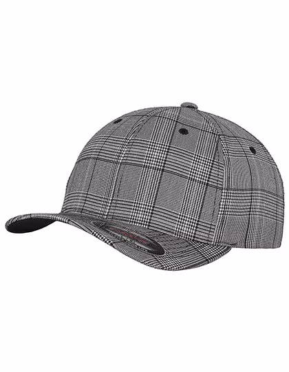FLEXFIT Glen Check Cap with Reinforced Front, Black/White L/XL, FX6196