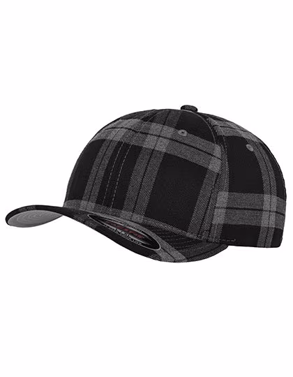 Flexfit Casquette à Carreaux Tartan avec Élastique, Black/Red S/M, FX6197