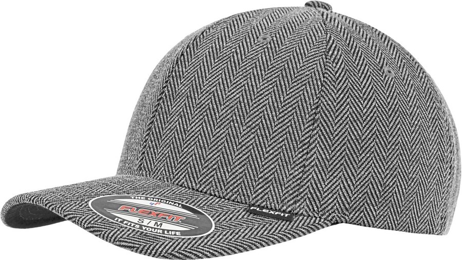 FLEXFIT Heringbone Melange Flexfit Cap S/M, Black/Heather Grey L/XL, FX6277HM