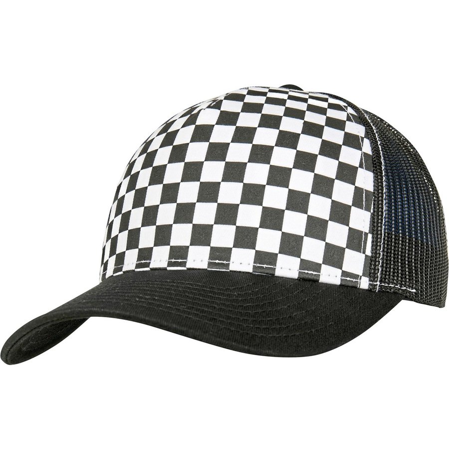 FLEXFIT Checkerboard Retro Trucker Cap, Black/White One Size, FX6506CB
