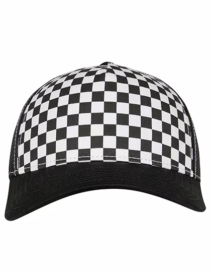 FLEXFIT Checkerboard Retro Trucker Cap, Black/White One Size, FX6506CB