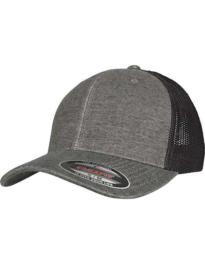 FLEXFIT Retro Trucker Melange Cap Khaki, Khaki/Black Mesh L/XL, FX6511M
