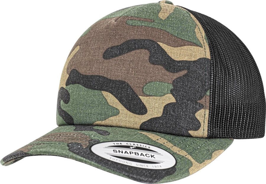 Flexfit Camo Trucker Cap mit Mesh, Dark Camo/Black One Size, FX6606C