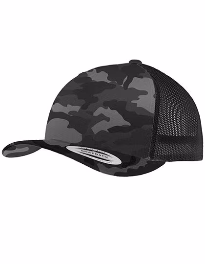 Flexfit Camo Trucker Cap mit Mesh, Dark Camo/Black One Size, FX6606C