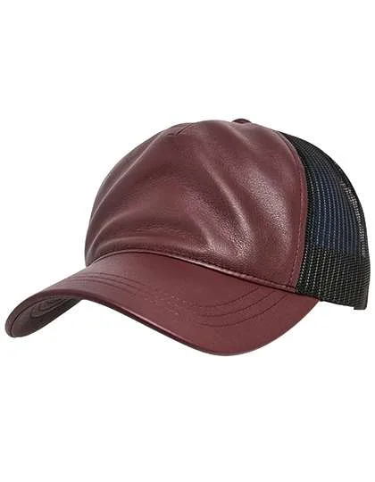 FLEXFIT Leder Trucker Cap mit Mesh-Rückseite, Maroon/Black One Size, FX6606LT