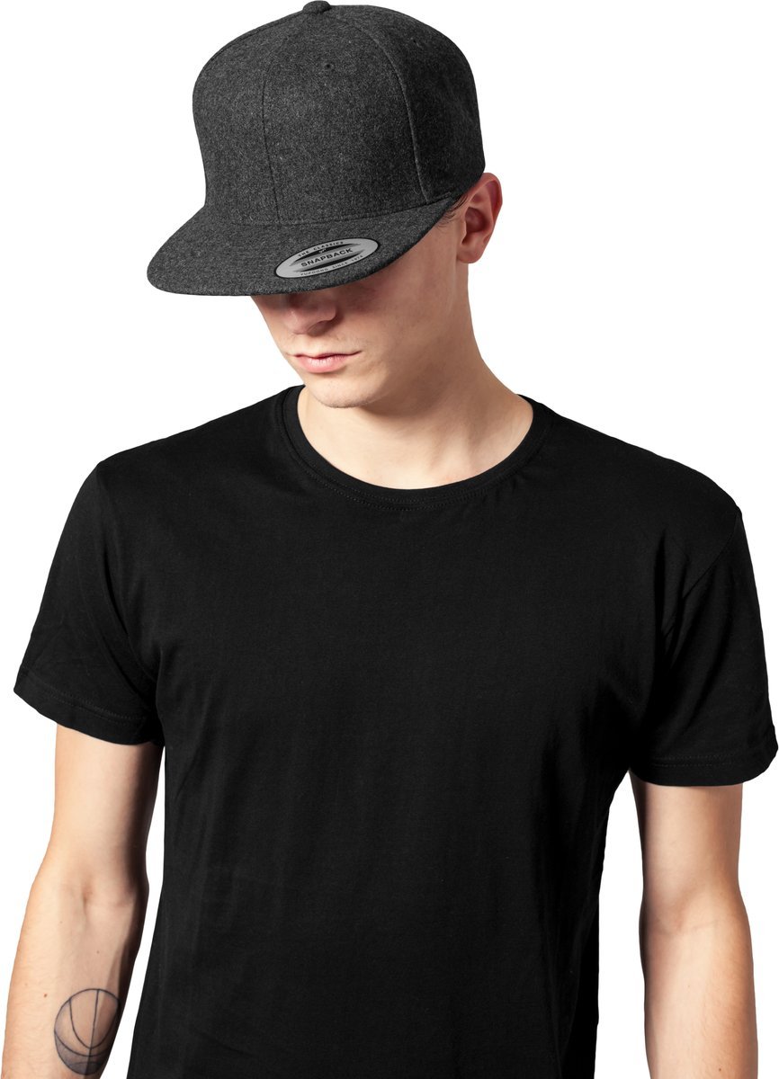 FLEXFIT Dunkelgraue Melton Woll Snapback Cap, Dark Grey One Size, FX6689M