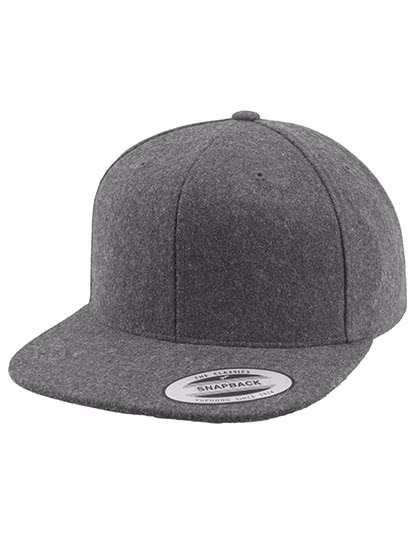 FLEXFIT Dunkelgraue Melton Woll Snapback Cap, Dark Grey One Size, FX6689M