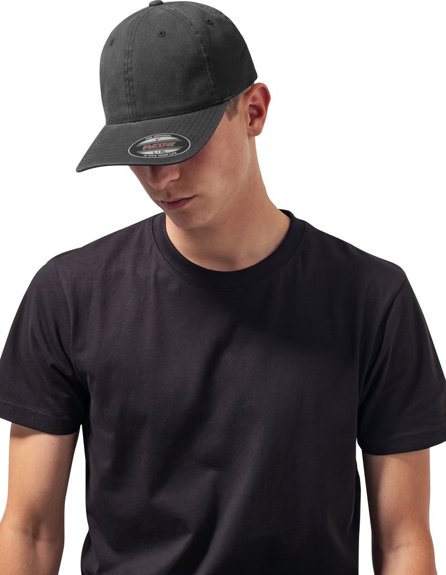 FLEXFIT Waschbare Baumwoll-Dad-Cap im Vintage-Look, Black L/XL, FX6997
