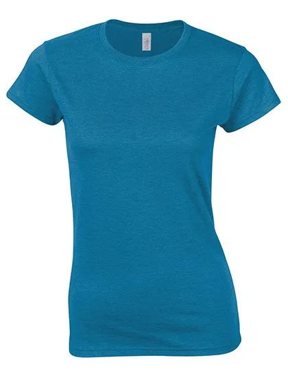 Gildan T-Shirt Softstyle® mit Ripp-Kragen für Damen, Antique Sapphire (Heather) XXL, G64000L