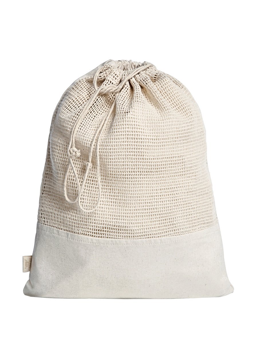 Halfar Riutilizzabile cotone biologico-Sacchetto con coulisse, Nature 30 x 40 cm, HF16061