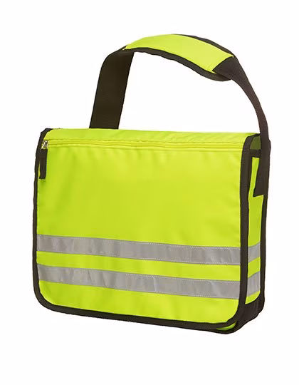 Halfar Neon Yellow Shoulder Bag with Reflective Stripes, Neon Yellow 35 x 28 x 12 cm, HF2205