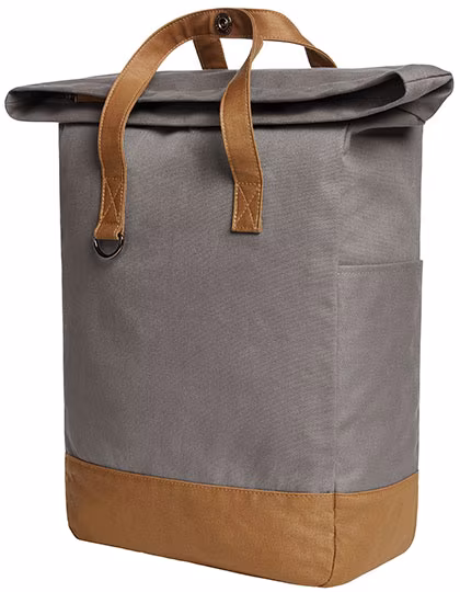 Halfar Notebook Rucksack Life mit Überschlag, Grey/Brown 28 x 42 x 14 cm, HF6520