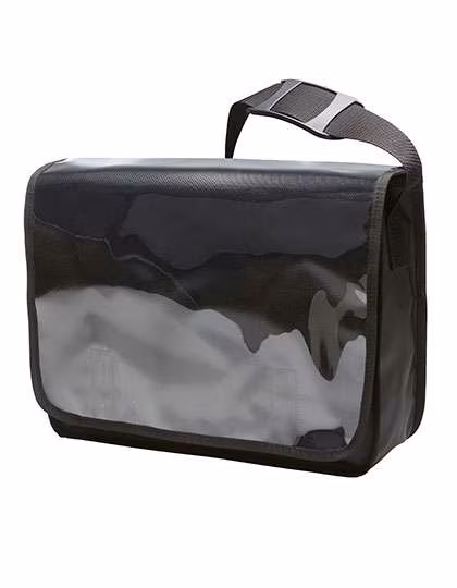 Halfar Umhängetasche mit Folienfenster und Organizer, Black Matt 37 x 29 x 13 cm, HF9115