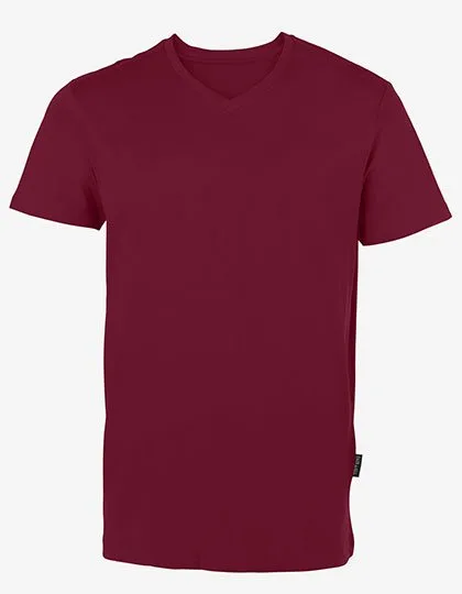 HRM V-Ausschnitt T-Shirt Bio-Baumwolle für Herren, Bordeaux M, HRM102