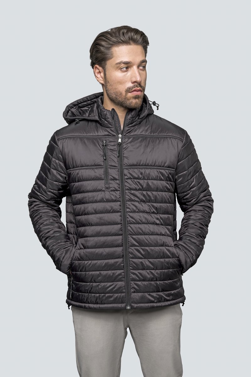 HRM Steppjacke mit abnehmbarer Kapuze für Herren, Black S, HRM1401