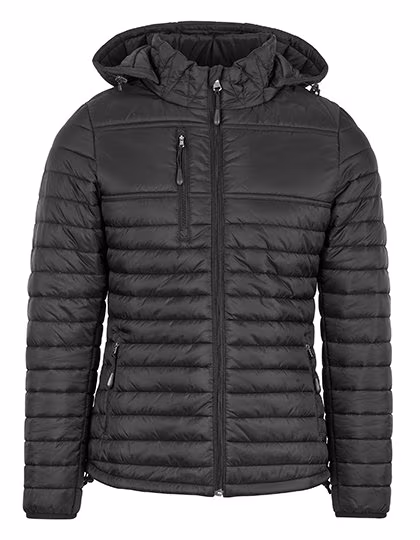 HRM Giacca Trapuntata con Cappuccio Staccabile da Donna, Black L, HRM1402