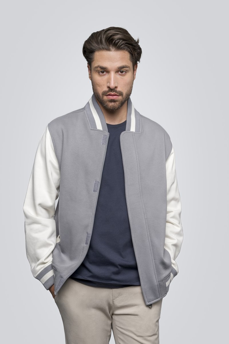 HRM College Jacke mit Kontrastärmeln für Herren, Black/Off White S, HRM709