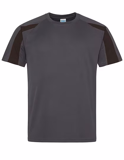 Just Cool Kontrast Cool T-Shirt mit Raglan-Ärmeln, Charcoal (Solid)/Jet Black L, JC003