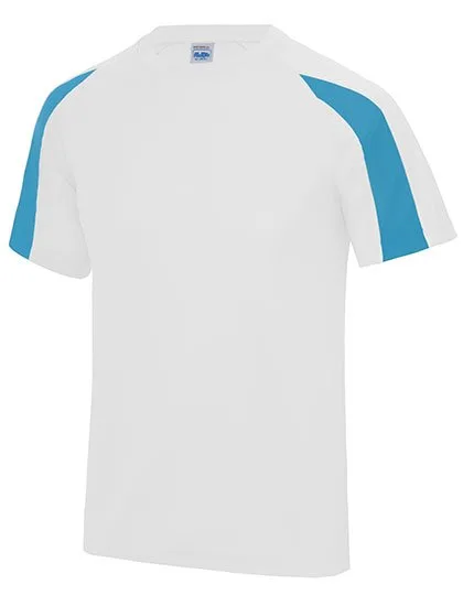 Just Cool Contrast Cool T-Shirt Raglan Sleeves for Kids, Arctic White/Sapphire Blue 5/6 (S), JC003J