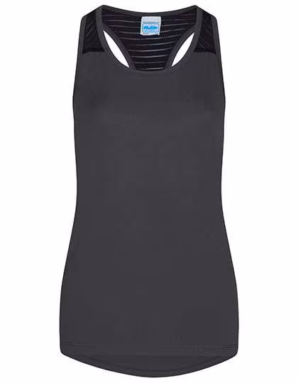 Just Cool Workout Vest with Mesh Racerback for Women, Charcoal (Solid)/Jet Black M, JC027