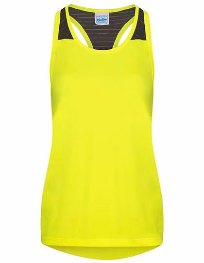Just Cool Workout Vest mit Mesh-Racerback für Damen, Electric Yellow/Jet Black S, JC027