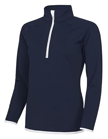 Just Cool Sweatshirt mit 1/2 Reißverschluss für Damen, French Navy/Arctic White XS, JC036