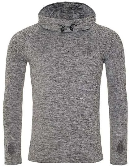 Just Cool Langarm Sportshirt mit Mönchskapuze, Grey Melange L, JC037