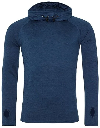 Just Cool Langarm Sportshirt mit Mönchskapuze, Navy Melange M, JC037