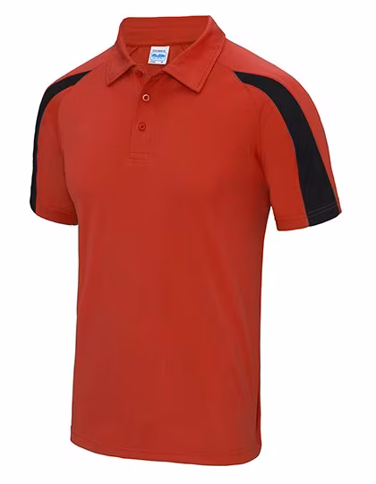 Just Cool Contrast Polo with Raglan Sleeves, Fire Red/Jet Black XXL, JC043