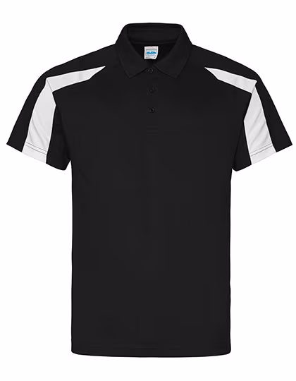 Just Cool Contrast Polo with Raglan Sleeves, Jet Black/Arctic White L, JC043