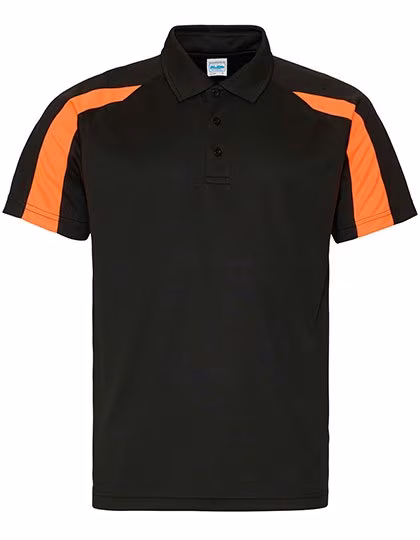 Just Cool Kontrast-Polo mit Raglan-Ärmeln, Jet Black/Electric Orange XXL, JC043