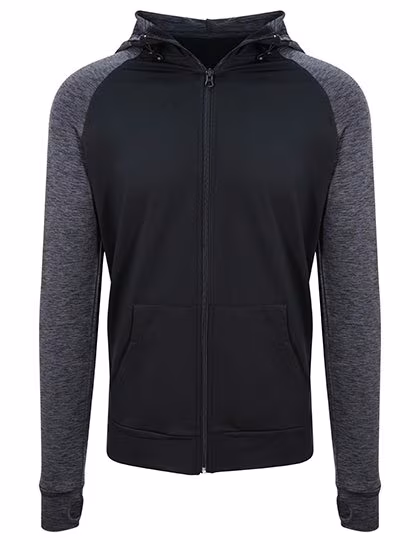Just Cool Slim Fit Zoodie mit Kontrastärmeln, Black/Black Slate Melange S, JC057