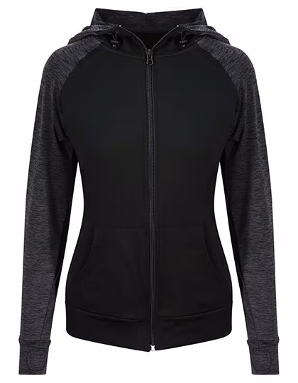 Just Cool Slim Fit Zoodie con Maniche a Contrasto da Donna, Black/Black Slate Melange M, JC058