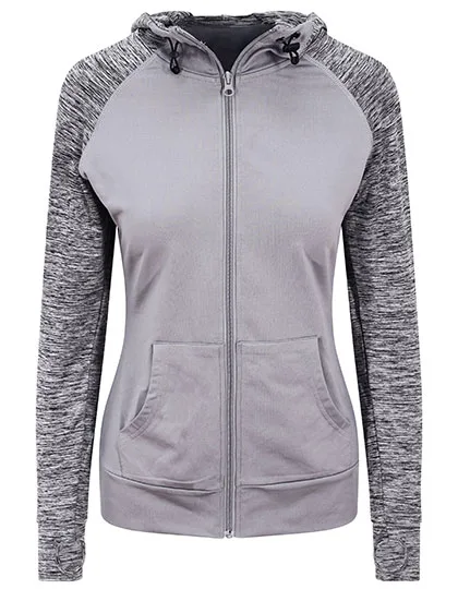 Just Cool Slim Fit Zoodie mit Kontrastärmeln für Damen, Grey/Grey Melange M, JC058