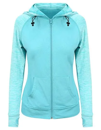 Just Cool Slim Fit Zoodie mit Kontrastärmeln für Damen, Ocean/Ocean Melange L, JC058