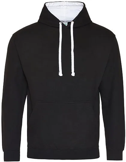 Just Hoods Baumwoll-Varsity Hoodie mit Kapuze, Jet Black/Arctic White S, JH003