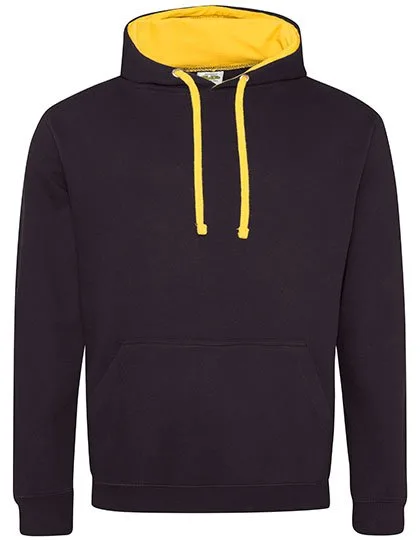 Just Hoods Baumwoll-Varsity Hoodie mit Kapuze, Jet Black/Gold M, JH003