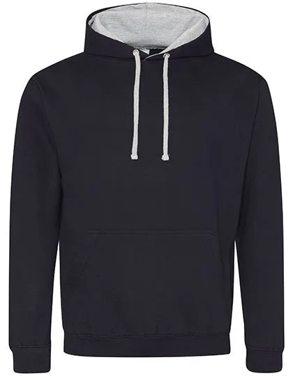 Just Hoods Baumwoll-Varsity Hoodie mit Kapuze, New French Navy/Heather Grey 3XL, JH003