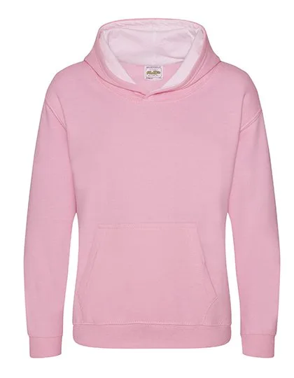 Just Hoods Varsity Hoodie with Brushed Inside for Kids, Baby Pink/Arctic White 3/4 (XS), JH003K