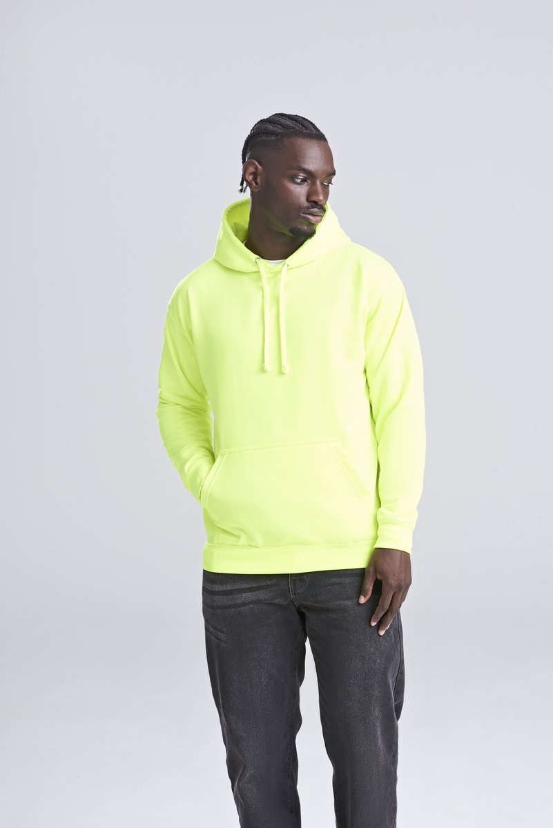 Just Hoods Electric Hoodie mit Kängurutasche, Electric Green S, JH004