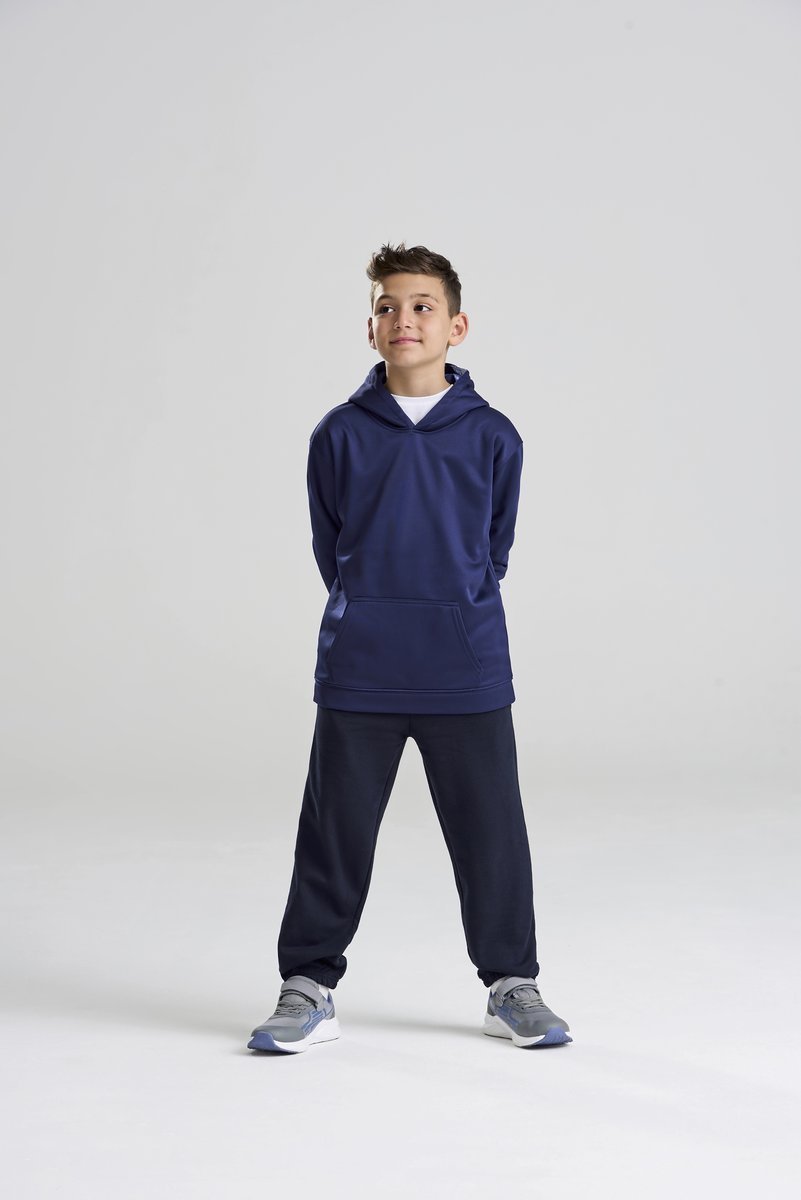 Just Hoods Sport Hoodie mit Kängurutasche für Kinder, Jet Black 3/4 (XS), JH006K
