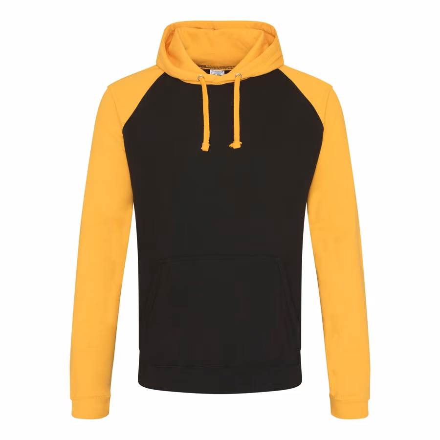 Just Hoods Sweat à capuche Baseball avec manches raglan, Jet Black/Fire Red XL, JH009