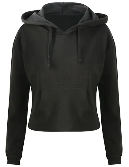 Just Hoods Cropped Hoodie mit Kängurutasche für Damen, Jet Black L, JH016