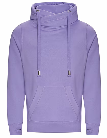 Just Hoods Cross Neck Hoodie with Thumb Holes, Digital Lavender S, JH021