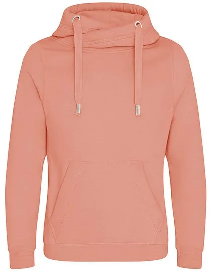 Just Hoods Cross Neck Hoodie mit Daumenlöchern, Dusty Pink XL, JH021