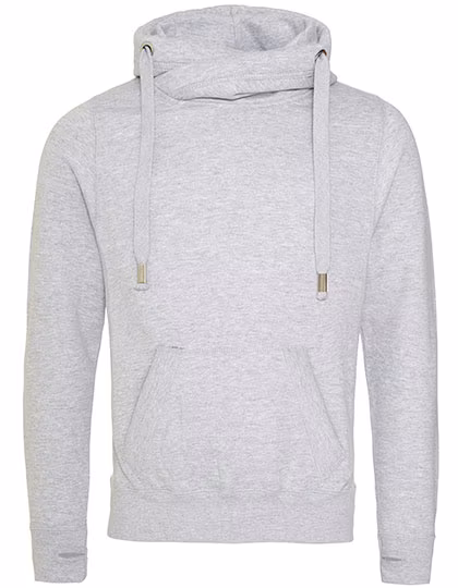 Just Hoods Cross Neck Felpa con cappuccio con Fori per Pollici, Heather Grey XS, JH021