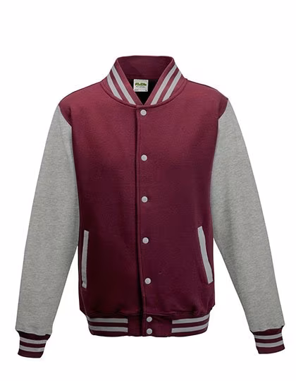 Just Hoods Varsity Jacket with Contrast Sleeves, Oxford Navy/White XL, JH043