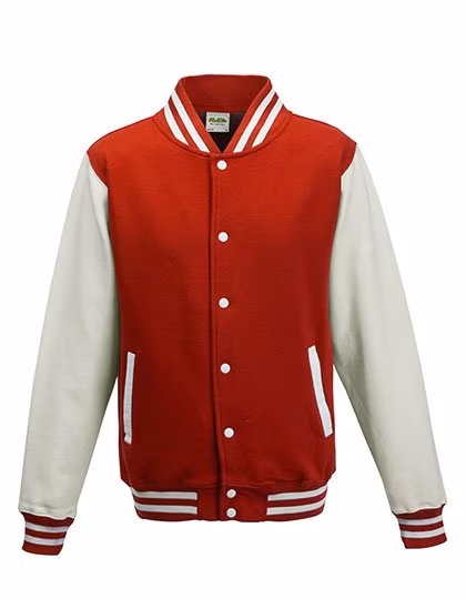 Just Hoods Varsity Jacket mit Kontrastärmeln, Fire Red/White L, JH043