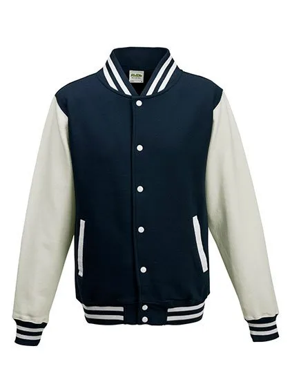 Just Hoods Varsity Jacket mit Kontrastärmeln, Oxford Navy/White XL, JH043